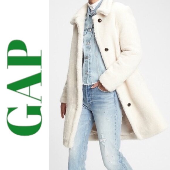 NWOT GAP SHERPA TEDDY FLEECE SNOW BUNNY COAT WHITE MINIMALIST CAPSULE RELAXED XS - Picture 12 of 12